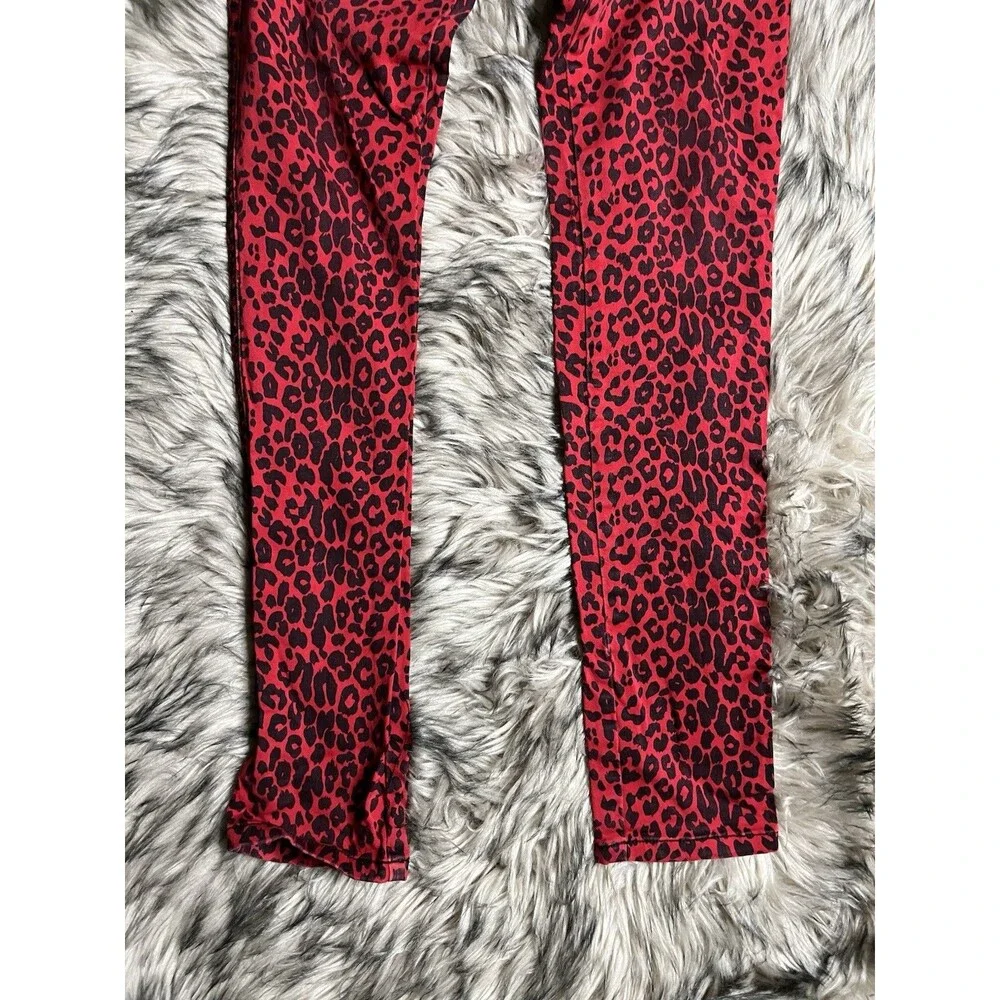 TRIPP NYC Red Leopard Print Skinny Jeans Punk Grunge Style Size 7 Women